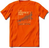 F-106 Vliegtuig T-Shirt | Unisex leger Kleding | Dames - Heren Straaljager shirt | Army F16 | Grappig bouwpakket Cadeau | - Oranje - M