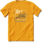 F-15 Vliegtuig T-Shirt | Unisex leger Kleding | Dames - Heren Straaljager shirt | Army F16 | Grappig bouwpakket Cadeau | - Geel - XXL