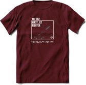 ME-262 Vliegtuig T-Shirt | Unisex leger Kleding | Dames - Heren Straaljager shirt | Army F16 | Grappig bouwpakket Cadeau | - Burgundy - S