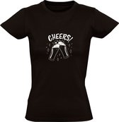 Cheers! | Dames T-shirt | Zwart | Proost | Gezondheid | Bier | Pils | Feest