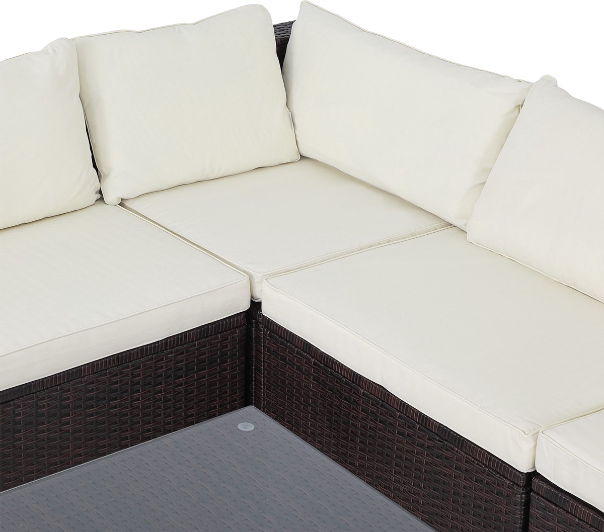 Casaria Polyrattan Loungeset -Incl. Kussens Tafel - Bruin Crème thumbnail 7