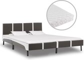 vidaXL Bed met matras kunstleer grijs en wit 160x200 cm