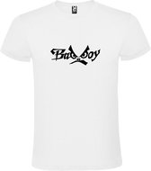 Wit  T shirt met  "Bad Boys" print Zwart size L