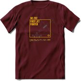 ME-262 Vliegtuig T-Shirt | Unisex leger Kleding | Dames - Heren Straaljager shirt | Army F16 | Grappig bouwpakket Cadeau | - Burgundy - XXL