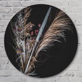 Dried flower aqua - 90 cm Aluminium Muurcirkel - Bloemen en Planten - Wanddecoratie - Rond Schilderij - Wandcirkel