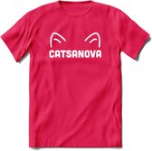 Catsanova - Katten T-Shirt Kleding Cadeau | Dames - Heren - Unisex | Kat / Dieren shirt | Grappig Verjaardag kado | Tshirt Met Print | - Roze - XXL