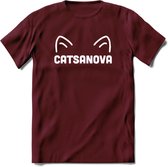 Catsanova - Katten T-Shirt Kleding Cadeau | Dames - Heren - Unisex | Kat / Dieren shirt | Grappig Verjaardag kado | Tshirt Met Print | - Burgundy - M