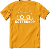 Kattenkop - Katten T-Shirt Kleding Cadeau | Dames - Heren - Unisex | Kat / Dieren shirt | Grappig Verjaardag kado | Tshirt Met Print | - Geel - XL