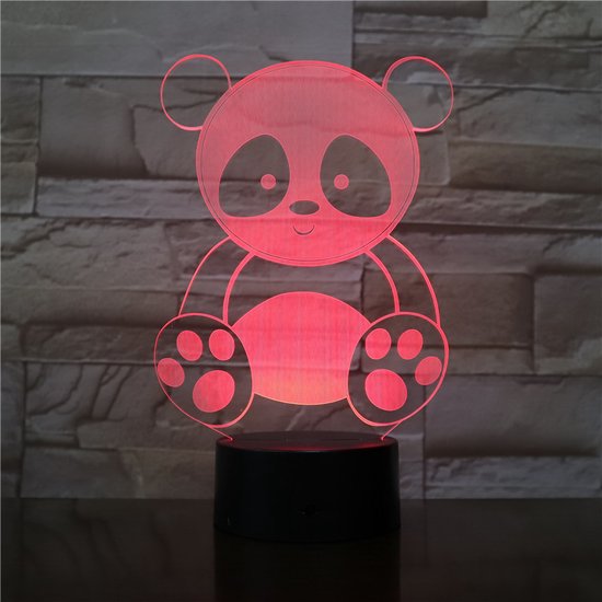 3D Led Lamp Met Gravering - RGB 7 Kleuren - Panda