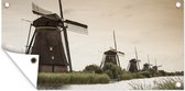 Tuinposter Molen - Brug - Nederland - 80x40 cm - Wanddecoratie Buiten - Tuinposter - Tuindoek - Schuttingposter - Tuinschilderij