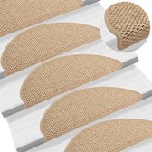 Trapmatten zelfklevend 15 st sisal-look 65x25 cm zandkleurig