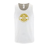 Witte Tanktop sportshirt met " Member of the Gin club " Print Goud Size S