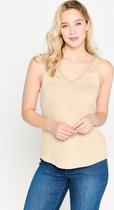 LOLALIZA Tank top met V-hals - Beige - Maat XXL