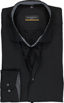 ETERNA slim fit performance overhemd - superstretch lyocell - zwart (zwart-grijs dessin contrast) - Strijkvriendelijk - Boordmaat: 43