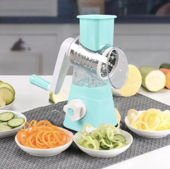 Groentesnijder, roterende rasp, voedselmolen, groentenmolen met 5 drumbladen, schuurgereedschap, set, rasp, keuken, snel snijden, trommelrasp geschikt voor groenten, fruit enz