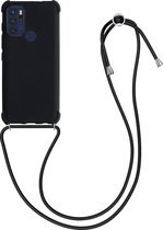 kwmobile hoesje voor Motorola Moto G60S - beschermhoes van siliconen met hangkoord - zwart