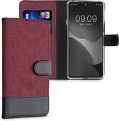 kwmobile telefoonhoesje voor Motorola Edge 20 - Hoesje met pasjeshouder in donkerrood / zwart - Case met portemonnee