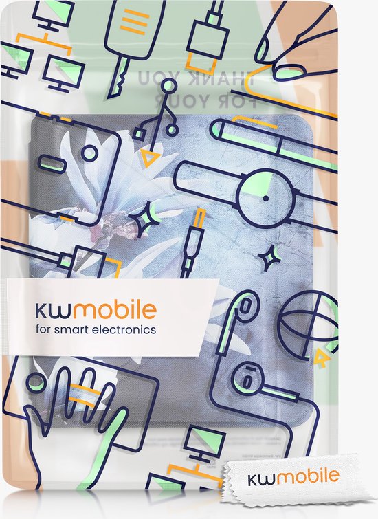 kwmobile e-reader hoesje geschikt voor Kobo Libra 2 hoes - Ereader flip case met standaard - E reader cover van kunstleer - In wit / grijs / blauw van Merkloos — afbeelding 4