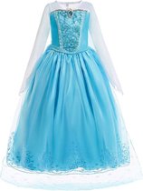 Prinses Elsa jurk - Prinsessenjurk - Blauw - Verkleedkleding - Maat 122 (6/7 jaar)