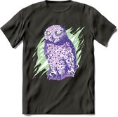 Dieren T-Shirt | Uil shirt Heren / Dames | Wildlife owl cadeau - Donker Grijs - XL
