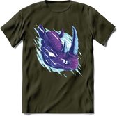 Dieren T-Shirt | Neushoorn shirt Heren / Dames | Wildlife rhino cadeau - Leger Groen - XXL