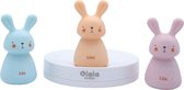 Olala ® 3 Gekleurde Nachtlampjes - Led inductie - Konijntjes - Babykamer - Cadeau