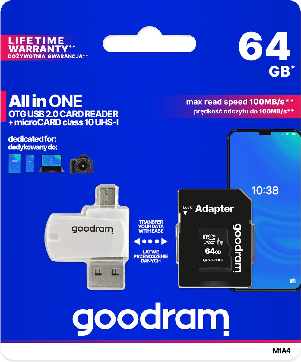 Goodram M1A4 All in One 64 GB MicroSDXC UHS-I Klasse 10