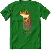 Casual kikker T-Shirt Grappig | Dieren reptiel Kleding Kado Heren / Dames | Animal Skateboard Cadeau shirt - Donker Groen - L