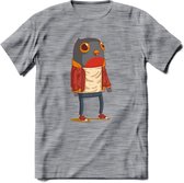 Casual vogel quote T-Shirt Grappig | Dieren vogels Kleding Kado Heren / Dames | Animal Skateboard Cadeau shirt - Donker Grijs - Gemaleerd - M