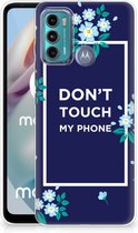 Telefoon Hoesje Motorola Moto G60 Leuk TPU Back Case Flowers Blue Don't Touch My Phone