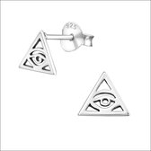 Aramat jewels ® - Zilveren oorbellen oog van ra 925 zilver 7x6mm geoxideerd