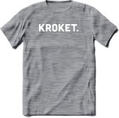 Kroket - Snack T-Shirt | Grappig Verjaardag Kleding Cadeau | Eten En Snoep Shirt | Dames - Heren - Unisex Tshirt | - Donker Grijs - Gemaleerd - XL