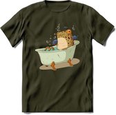 Badkuip kikker onderwater T-Shirt Grappig | Dieren reptiel Kleding Kado Heren / Dames | Animal Skateboard Cadeau shirt - Leger Groen - S