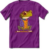 Casual kikker T-Shirt Grappig | Dieren reptiel Kleding Kado Heren / Dames | Animal Skateboard Cadeau shirt - Paars - S