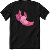 Schattig Axolotl T-Shirt Grappig | Dieren amfibieën Kleding Kado Heren / Dames | Animal Cadeau shirt - Zwart - L