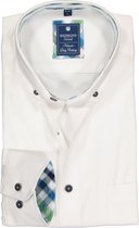 Redmond regular fit overhemd - Oxford - wit (contrast) - Strijkvriendelijk - Boordmaat: 45/46