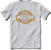 Premium Since 1937 T-Shirt | Goud - Zilver | Grappig Verjaardag Kleding Cadeau Shirt | Dames - Heren - Unisex Tshirt | - Licht Grijs - Gemaleerd - XXL