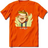 Valentijn kikker T-Shirt Grappig | Dieren Valentijnsdag Kleding Kado Heren / Dames | Animal Skateboard Cadeau shirt - Oranje - 3XL