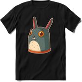 Konijn T-Shirt Grappig | Dieren konijnen Kleding Kado Heren / Dames | Animal Skateboard Cadeau shirt - Zwart - L