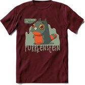 Monster van Purrkenstein T-Shirt Grappig | Dieren katten halloween Kleding Kado Heren / Dames | Animal Skateboard Cadeau shirt - Burgundy - M