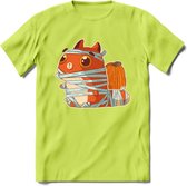 Mummy kat T-Shirt Grappig | Dieren katten halloween Kleding Kado Heren / Dames | Animal Skateboard Cadeau shirt - Groen - 3XL