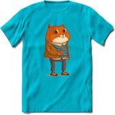 Casual kat T-Shirt Grappig | Dieren katten Kleding Kado Heren / Dames | Animal Skateboard Cadeau shirt - Blauw - M