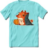 Graaf Dracula kat T-Shirt Grappig | Dieren katten halloween Kleding Kado Heren / Dames | Animal Skateboard Cadeau shirt - Licht Blauw - XL