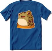 Blije kikker T-Shirt Grappig | Dieren reptielen Kleding Kado Heren / Dames | Animal Skateboard Cadeau shirt - Donker Blauw - 3XL