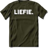 Liefie - Valentijn T-Shirt | Grappig Valentijnsdag Cadeautje voor Hem en Haar | Dames - Heren - Unisex | Kleding Cadeau | - Leger Groen - L