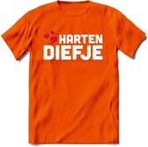 Harten Diefje - Valentijn T-Shirt | Grappig Valentijnsdag Cadeautje voor Hem en Haar | Dames - Heren - Unisex | Kleding Cadeau | - Oranje - 3XL