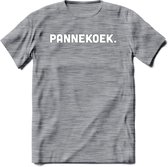 Pannekoek - Snack T-Shirt | Grappig Verjaardag Kleding Cadeau | Eten En Snoep Shirt | Dames - Heren - Unisex Tshirt | - Donker Grijs - Gemaleerd - L