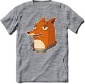 Casual vos T-Shirt Grappig | Dieren fox Kleding Kado Heren / Dames | Animal Skateboard Cadeau shirt - Donker Grijs - Gemaleerd - M