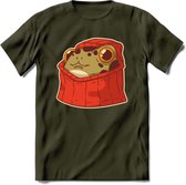 Hoodie frog T-Shirt Grappig | Dieren kikker Kleding Kado Heren / Dames | Animal Skateboard Cadeau shirt - Leger Groen - M