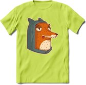 Hoodie fox T-Shirt Grappig | Dieren vos Kleding Kado Heren / Dames | Animal Skateboard Cadeau shirt - Groen - 3XL